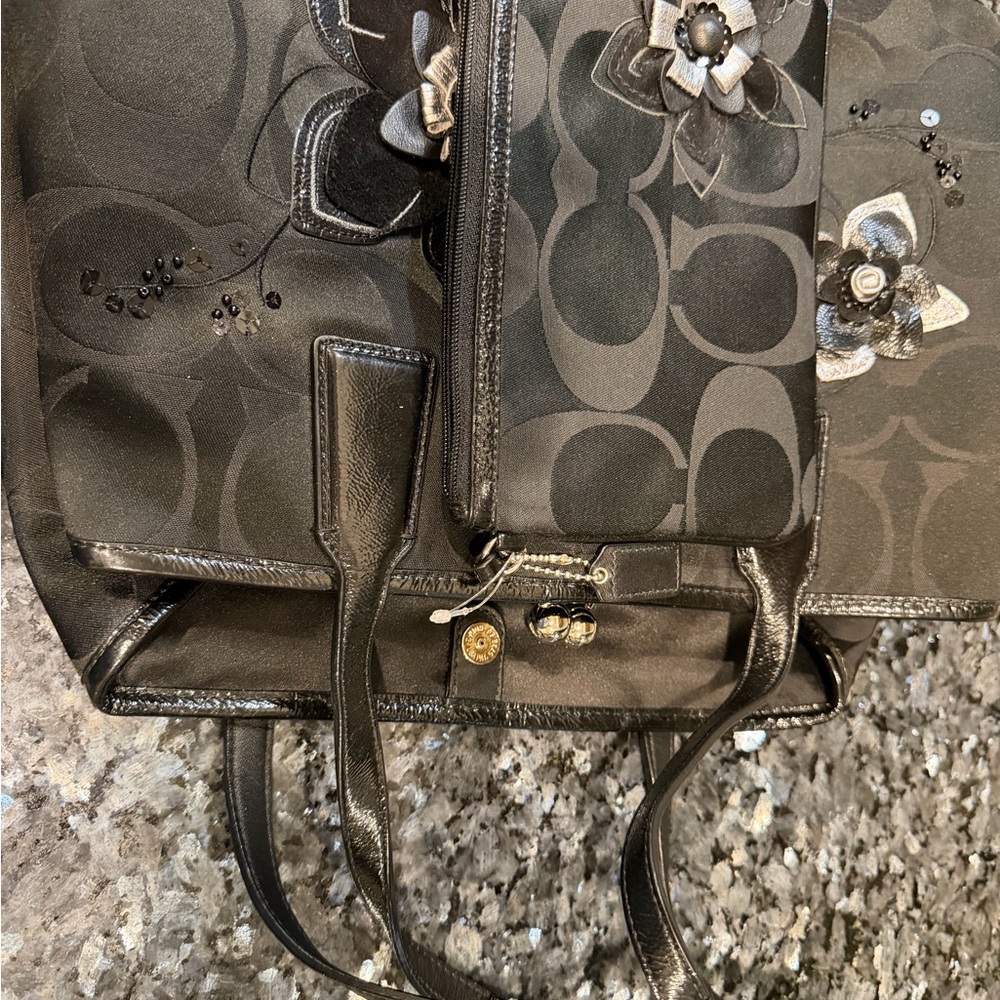 Elegant Black Floral Women's Bag